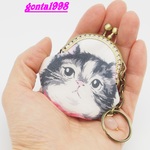 再販不可（リボンをした猫）気持ち華やぐがま口バッグチャーム(ミニ）（口金5センチ)