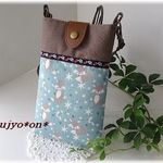 スマホポーチ・ドイツコットンきつね＆小鳥