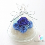 【SALE】【プリザーブドフラワー】Cute天使サムシングブルー薔薇エンジェルのガラス【ブリザードフラワー】青バラ花ブルー結婚式お祝い成人式プレゼント誕生日ギフト結婚祝い退職祝い成人祝い激安
