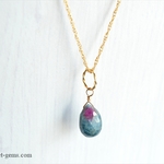 14kgf ルビーinゾイサイト  フラワー 天然石ネックレス