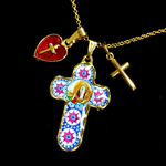 イタリア製 無原罪 聖母マリア ハート クロス チャーム ネックレス 十字架