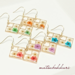 押し花のスクエアピアス/イヤリング