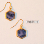 べっ甲風ヘキサゴンピアス*イヤリング*樹脂ノンホールピアス*