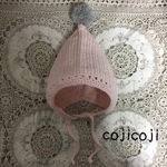 2way ポンポンが選べるニット帽 パステルピンク