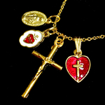 イタリア製 ハート クロス 茨のハート 不思議 メダイ ネックレス