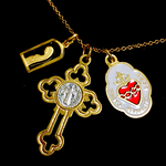 イタリア製 茨のハート クロス メダイ チャーム 聖母マリア ネックレス