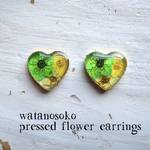 ハートの押し花耳かざり（イヤリングorピアス）　その5