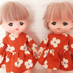 オレンジ 花柄 ワンピース メルちゃん