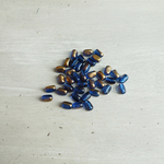 西ドイツ製 1950s ブルー&ゴールド ガラスビーズ 7x4mm (5個)