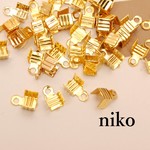 紐留め金具 エンドパーツ/留具/100個/ゴールド