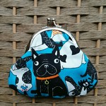わんこ集合　がま口　ブルー