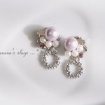 ☆179 冬空のパールビジューピアス    リング