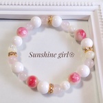 再販6❣【人気 新作価格♡】恋桜〜ピンクの Bracelet❀✿＊ローズクォーツ 花翡翠 マザーオブパール /♡天然石 プレゼント華奢ミサンガ 夏春コードブレスレット 