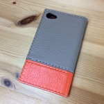 機種で選べるバイカラー手帳型革のスマホケース  　　　　　　　　　　　＊　左利き用も承ります　SCー０２８