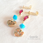 ヴィンテージスワロフスキーとLOVEチャームのピアス/イヤリング