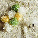 【mtmtntm様 オーダー品】本物のお花の髪飾り 2way ホワイト＆グリーン＆イエロー　