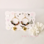 .+ 天然石とハートのフープピアス♡