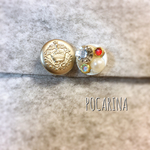 06＊ボタン キラキラ イヤリング ハンドメイド