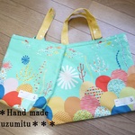 ☆受注製作☆　再販【ゆずみつ*】上履き入れ　お名前タグ付き☆　海の中