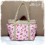 蒼空様専用*ピンクローズ*薔薇♪ポケットいっぱい*トートバッグ(L)★ハンドメイド★