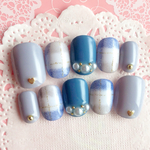 RUNA♪艶ありブランケットブルー系ネイルチップ