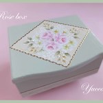 訳あり※薔薇のグリーンボックス・小物入れ　　トールペイント