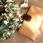送料無料　iPhone8/7/6/6S　本革 レザー　スマホケース　姫路レザー　キャメル＆ダークブラウン
