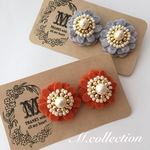 ♡オーダー品♡ 大きなお花×コットンパールのピアス フエルト