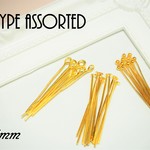 【送料無料】30mm 3種のピンアソート ゴールド 各100本×3種類 計300本 パーツ 素材 材料