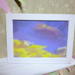 油絵　『夕焼け雲』　額付き