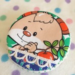昭和レトロ＊りんごくま(?)のまんまるポーチ