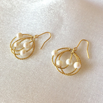 チェーンフープのパールピアス