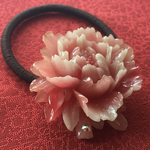 〈再販〉ぼたんのヘアゴム　ピンク　大（樹脂カボション）
