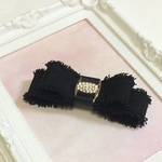 Noble ribbon Barretta☆fringe ribbon with Bijou buckle