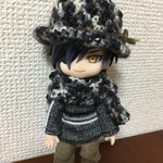  帽子とマフラーセット:黒白