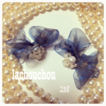 ♡オーガンジー♡リボン♡コットンパール♡イヤリングピアス