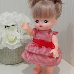 赤チェックのワンピース♡メルちゃんのお洋服
