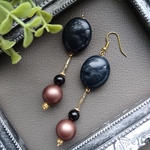 ♥再販!!♥ココアパールとブラックの大ぶりピアス♡