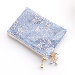LIBERTY  リバティ　Capel　スカイブルー　つや有りビニコの中布・仕切りポケット付きminiポーチ　◇◆コインケース・キーケースにも♪