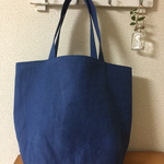 リネン帆布のラウンドトートバッグ ブルー