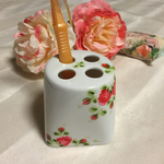 手描き薔薇の陶器製歯ブラシスタンド＊トールペイント