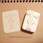 おだんごおんなのこ「Thank You」：消しゴムはんこ。