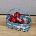 (送料込)リボンの小さな小物入れ(水色)
