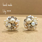 パールの花束 ビジューピアス（イヤリングへ変更可能）