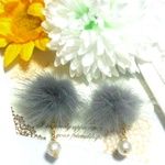 選べるearring★揺れるコットンパール×ファーイヤリング