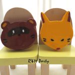 ヘアゴム★のほほんタヌキとおすましキツネ