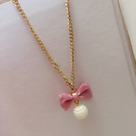 送料無料 ♡ネックレス♡ ピンクリボンxゆらゆら