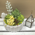 多肉植物 フェイク 寄せ植え 鳥 グレー