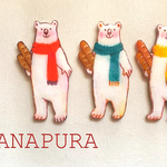 【手描き風】クマとフランスパン