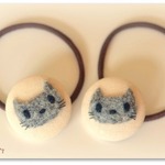 〈s様オーダー品〉 グレーのニャンコゴム♪ 2個セット 